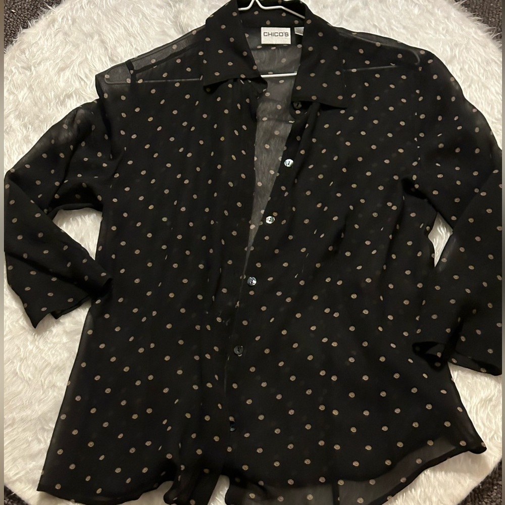 Chicos button down sheer blouse Large